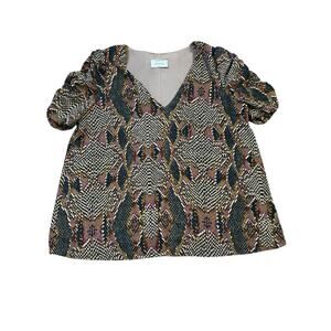 Adrienne brown snake print blouse